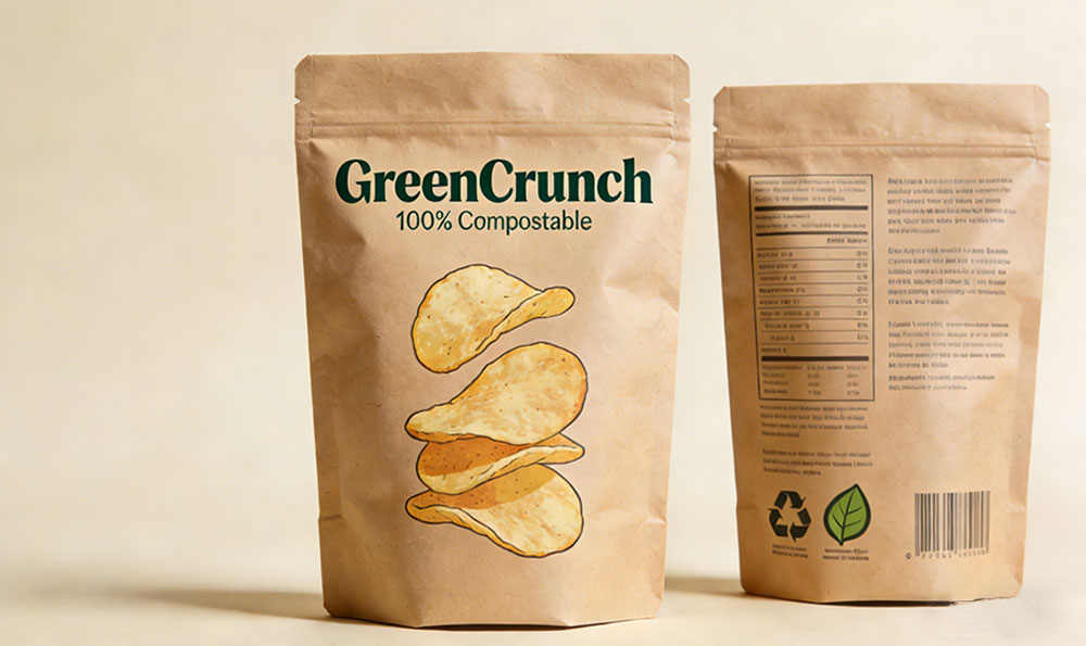 compostable potato chips pouches أكياس رقائق البطاطس القابلة للتحلل