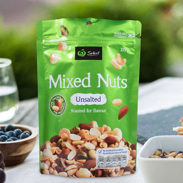 شخصية عالية الحاجز قابلة لإعادة تدوير رقائق mylar قابلة للاستيعاب ziplock كيس المكسرات