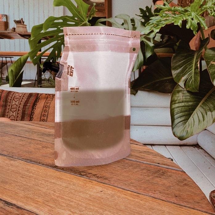 Zipper Top 400ml Brown Stand Up Doypack أفضل حقيبة قهوة محمولة مع Spout