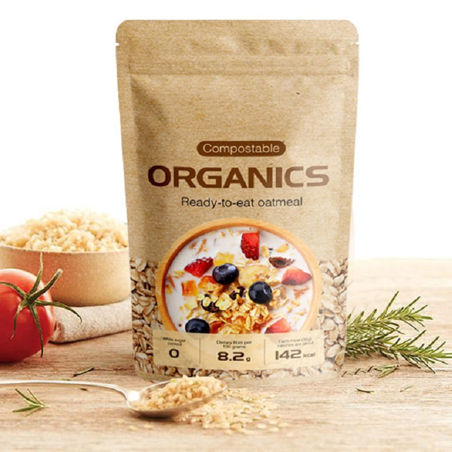 أفضل eCo ودية Zip Top Design Brown Paper Granola Packs Packaging