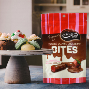 طباعة مخصصة انبعاثات منخفضة الكربون قابلة لإعادة التدوير الوقوف 200g أكياس رقائق الشوكولاتة الصغيرة