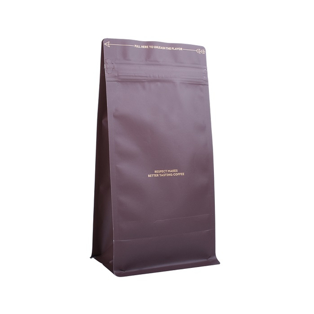 مخزون مغلفة قابلة للاستمتاع أعلى Zip 500g Brown Quad Seal Coffee Bag for Coffee Roasters