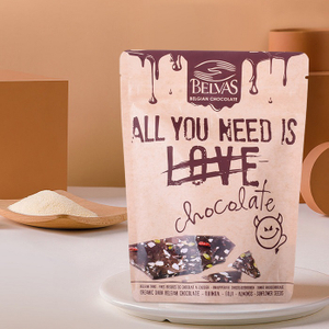 بقعة UV الانتهاء من المنزل compostable ziplock kraft paper واقف أكياس شوكولاتة رقائق الشوكولاتة