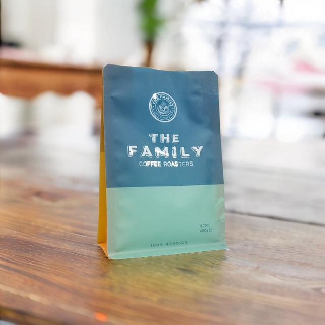 PCR المعاد تدويره الأزرق بالألوان الصمامية التغليف الجيب سحاب قفل 250 غرام أكياس القهوة