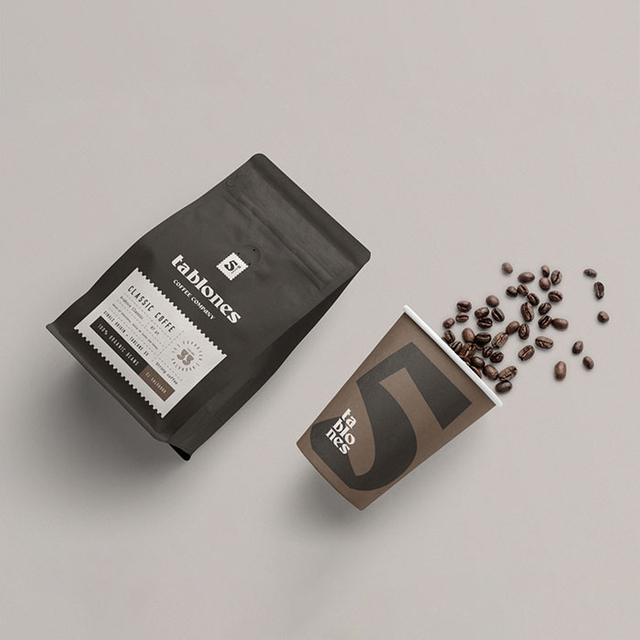 حاجز تعبئة القهوة المرن من الدرجة الغذائية ، قفص حقيبة 16 أوقية مع صمام