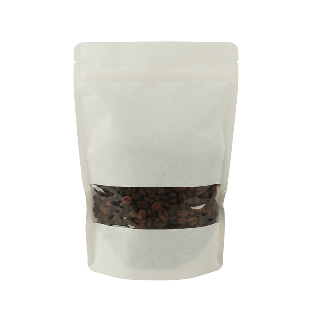 غذاء الصف Eco Compostable Compostable White Kraft Paper Day Up Bag Coffee Bag مع نافذة