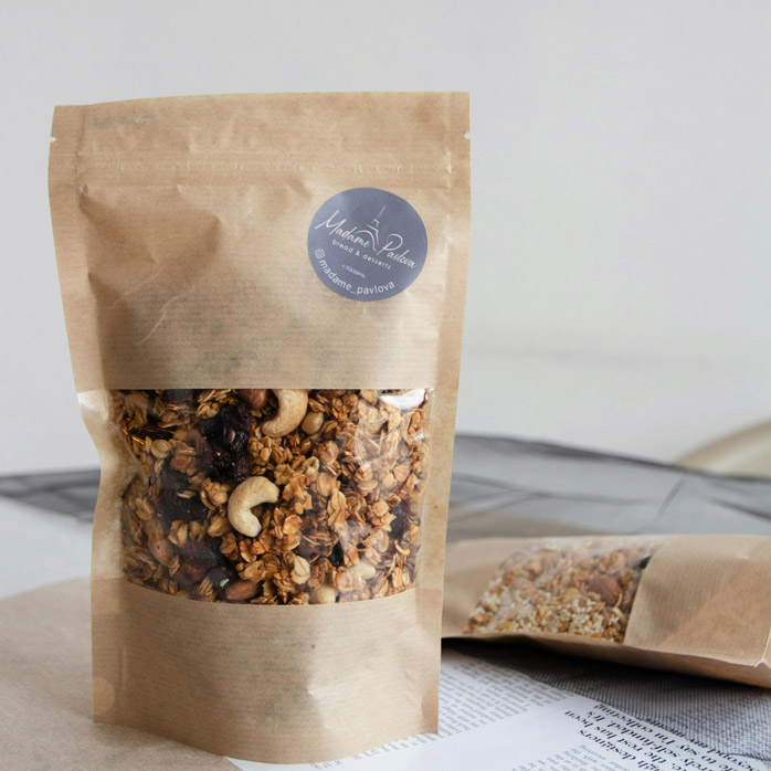 FDA معتمد من Ziplock Compostable Kraft أكياس الوقوف للجرانولا الخالية من الغلوتين